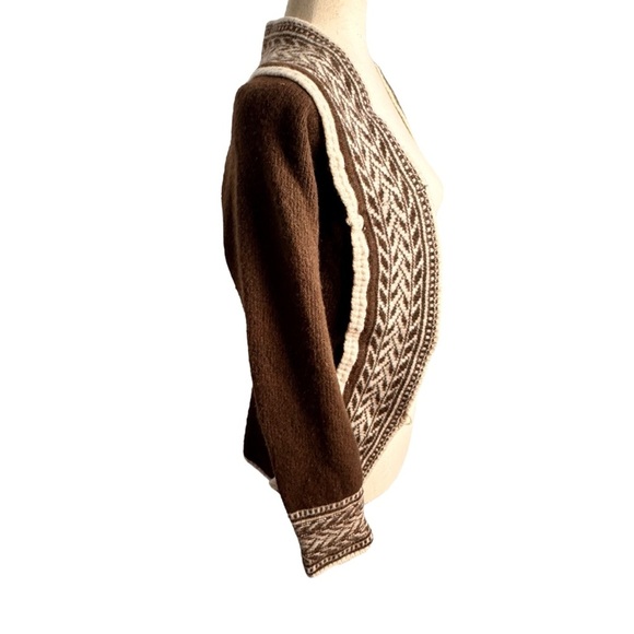 Weekend Max Mara wool angora cardigan sweater Brown and Cream S - Picture 3 of 16